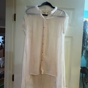 Sheer Sleeveless Button-Up Tunic